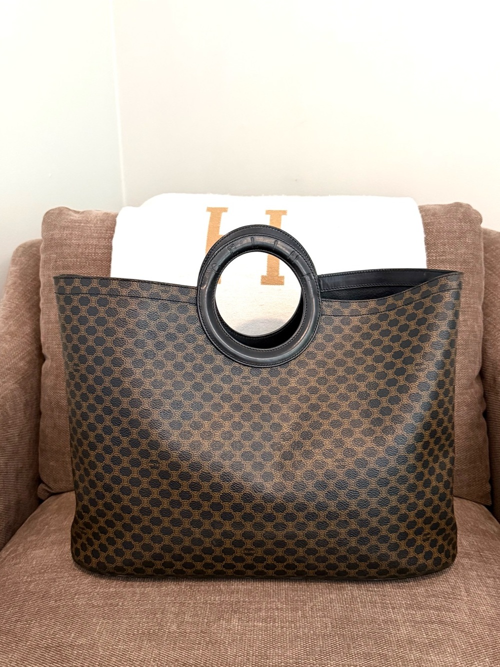 Authentic Celine Macadam monogram coated canvas tote bag black leather - Picture 2 of 16